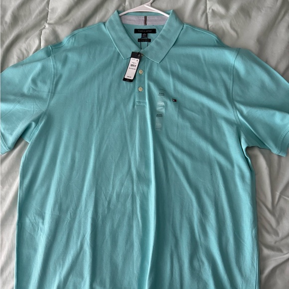 Tommy Hilfiger Men's Aqua Polo Shirt - Picture 2 of 3